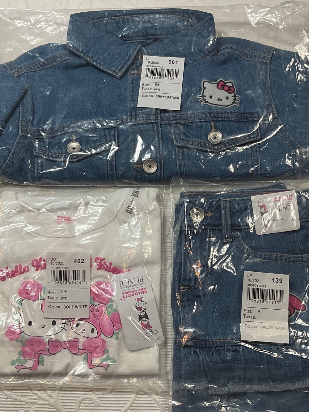 Hello Kitty Denim Jacket & Skirt Set with Hello Kitty Patch - Blue & White